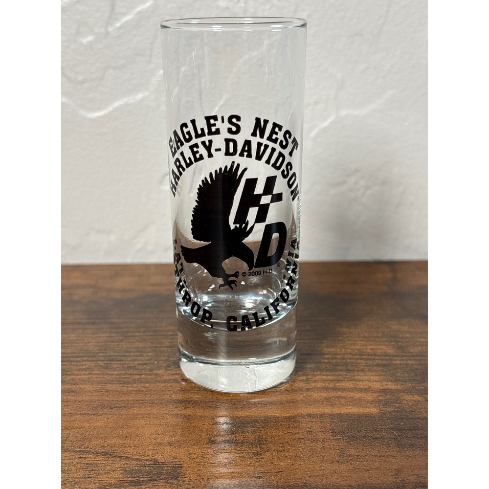 Harley-Davidson Eagle's Nest Lathrop California Shot Glass 2009 Biker Barware